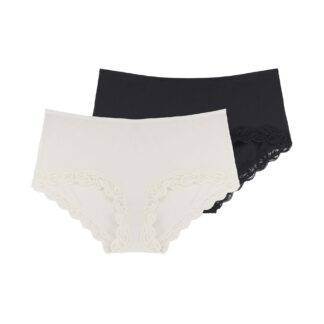 Dorina Midi Slip - Evie 2-pak - Zwart/Ivoor